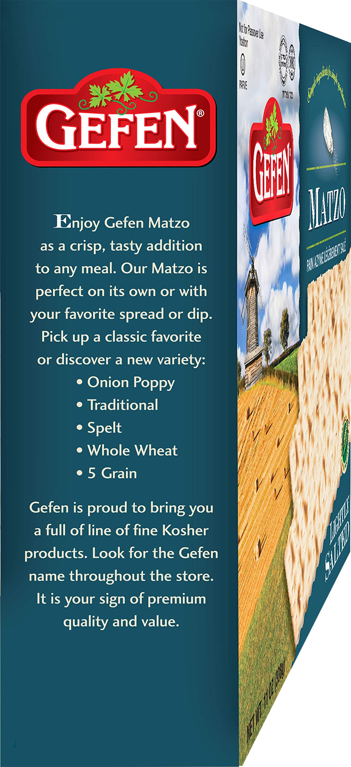 Gefen Lightly Salted Matzo 105oz 3 Pack Traditional Style Matzo