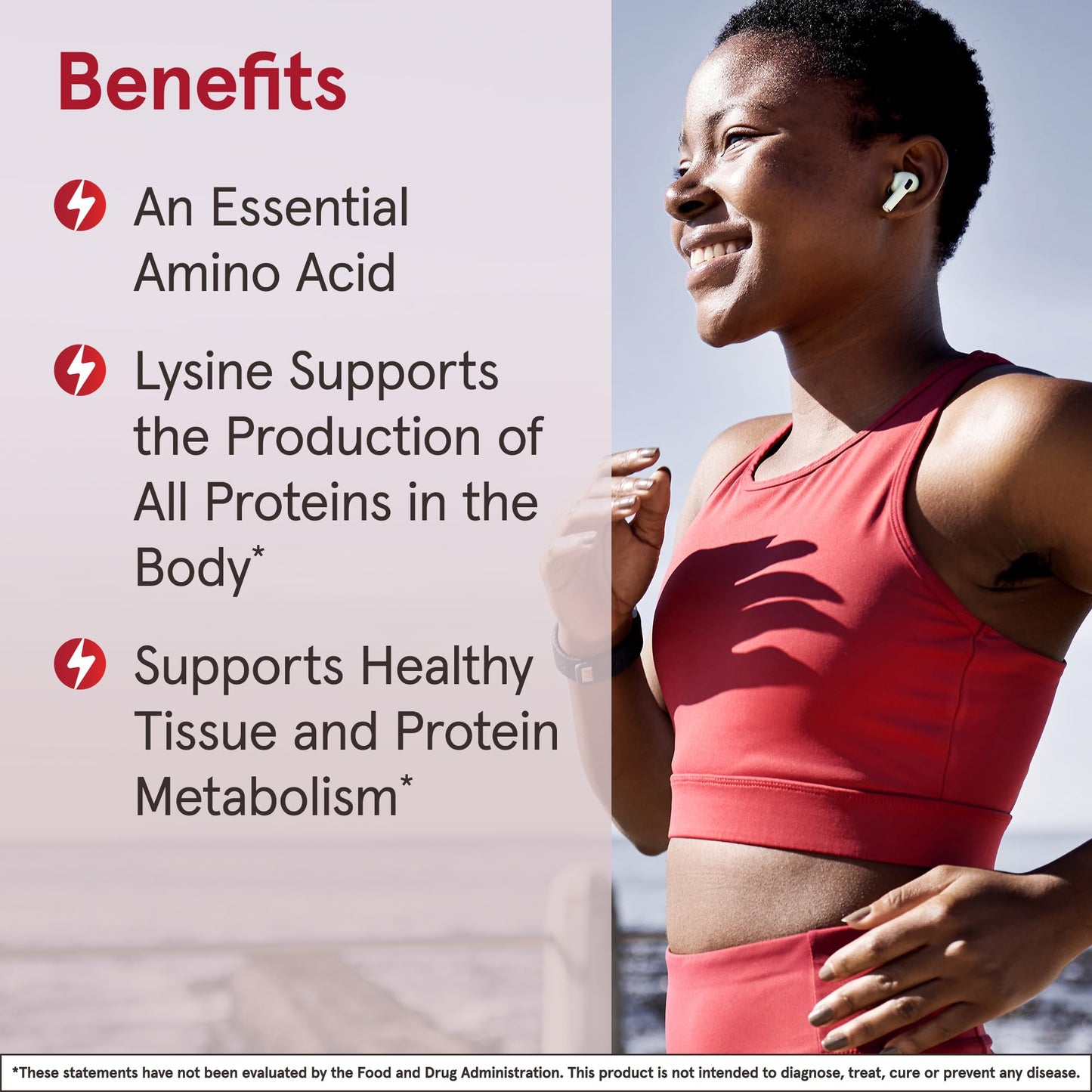 Jarrow Formulas L-Lysine 500 mg, Dietary Supplement, Amino Acid for Protein Synthesis and Healthy Tissue Support, 100 Capsules, 100 Day Supply