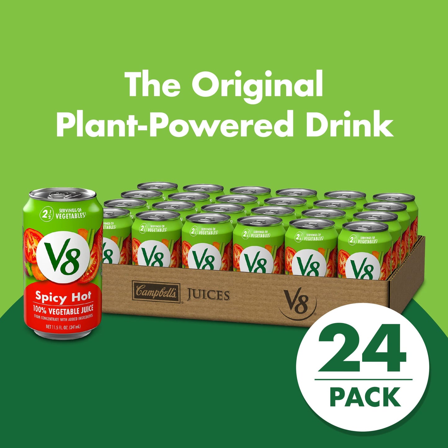 V8 Spicy Hot 100 Vegetable Juice 115 fl oz Can 24 Pack
