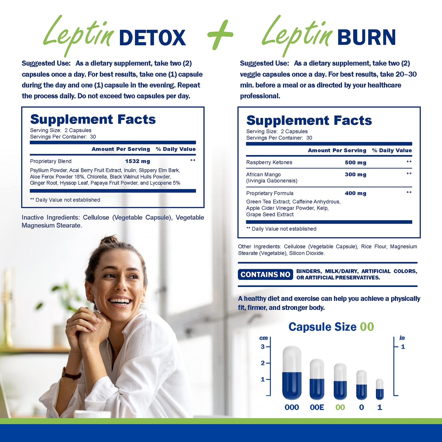 Power By Naturals Leptin Detox & Leptin Burn Supplements | Natural Weight Loss, Appetite Suppressant, Metabolism Booster & Digestive Support | Thermogenic Fat Burner | 60 Count