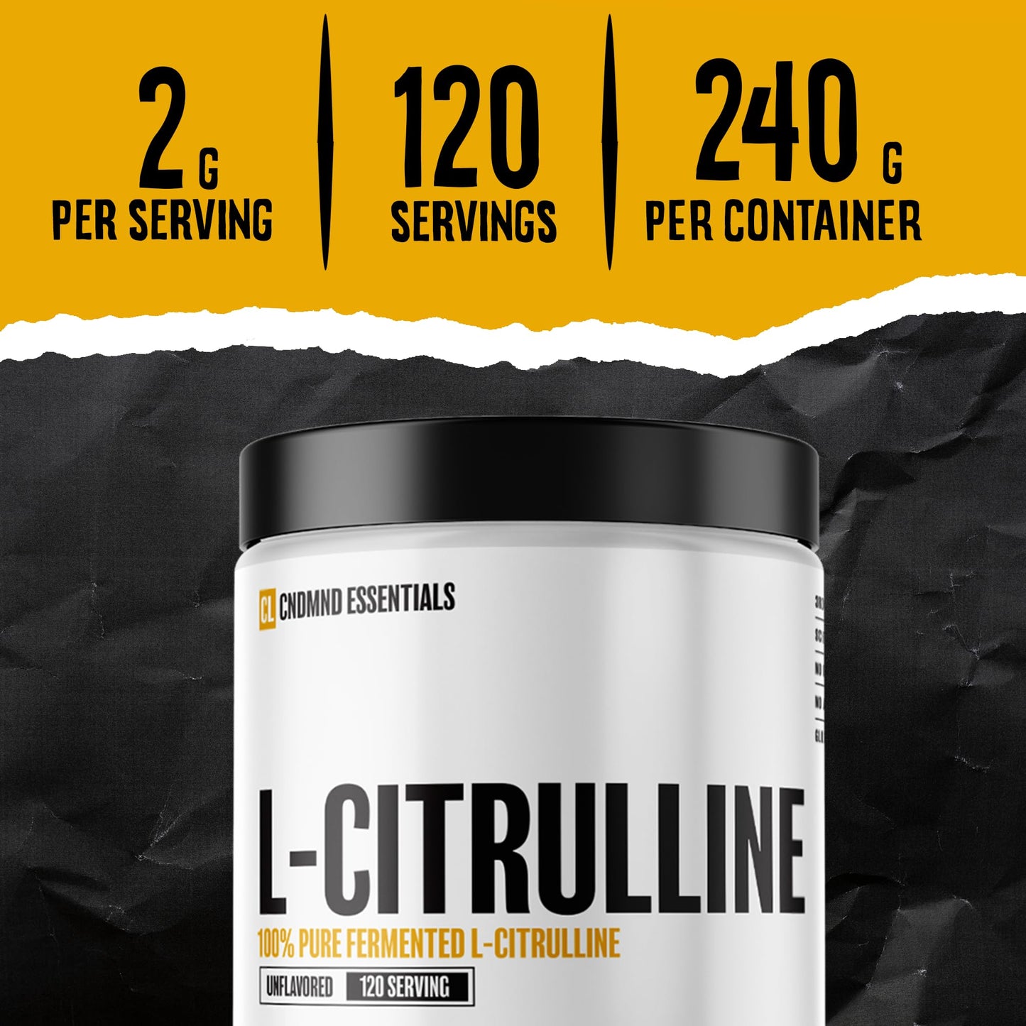 Condemned Labz 100% Pure Fermented L-Citrulline Powder | Nitric Oxide Booster for Men & Women | Increased Endurance | Vegan & Gluten Free | 120 Servings (Unflavored)