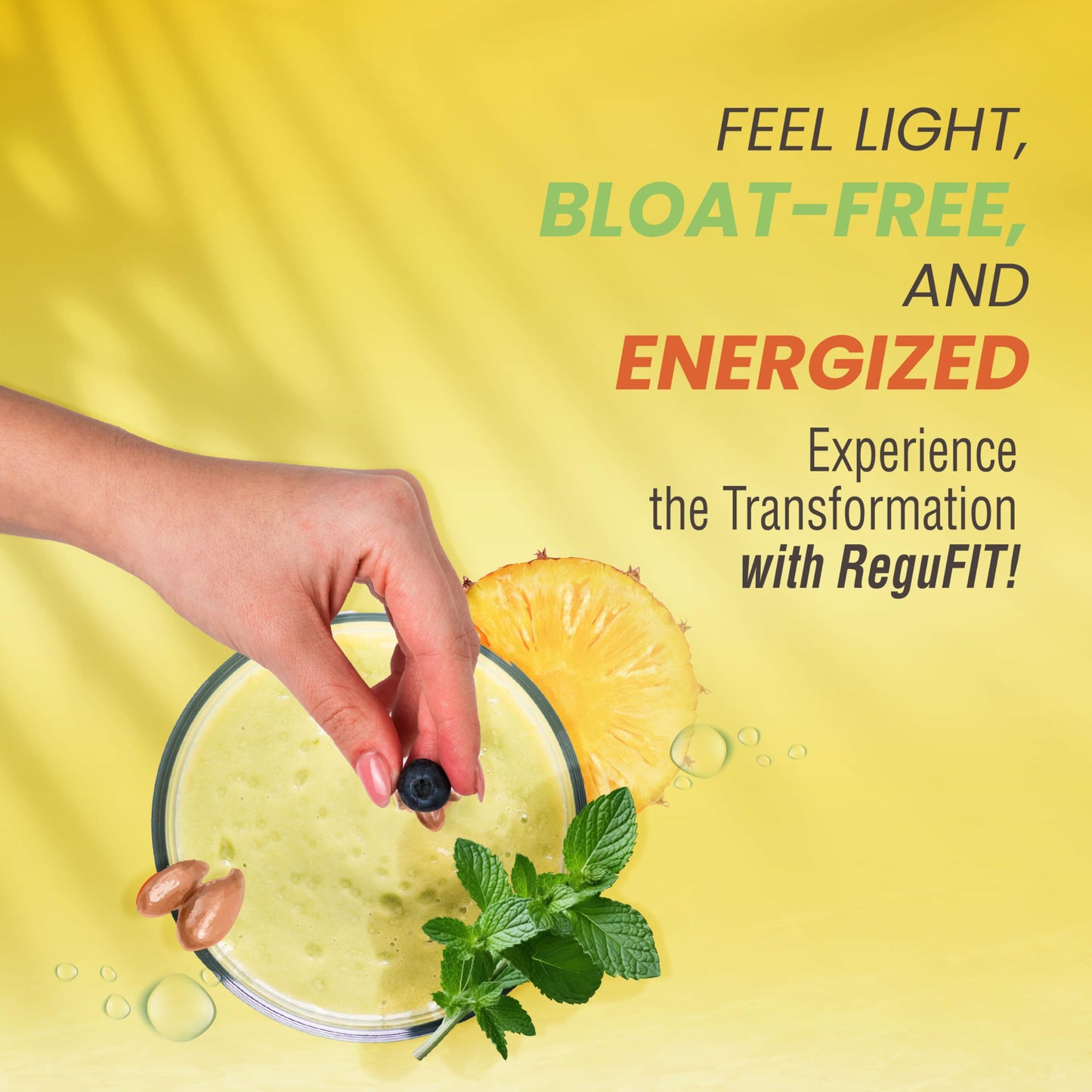 Regufit Fiber Powder to Supports Bloating Relief & Gut Health, Helps Maintain Regularity, Prebiotic, Superfood, Omega-3 ALA, Pineapple Flavor, 30 svgs