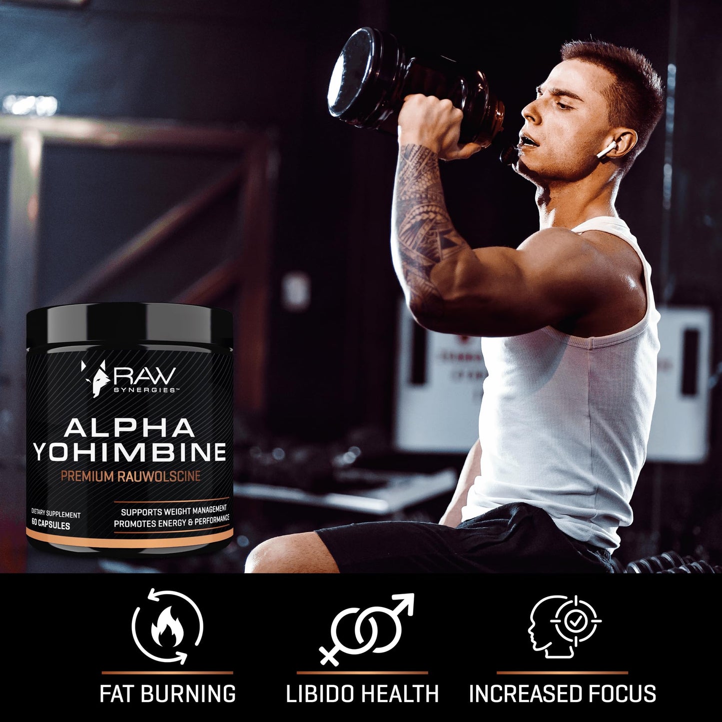 Alpha Yohimbine - Yohimbe Bark Fat Burner, Weight Loss Pills That Work Fast - 3rd Party Tested for Purity and Potency, 60 capsules by RAW Synergies