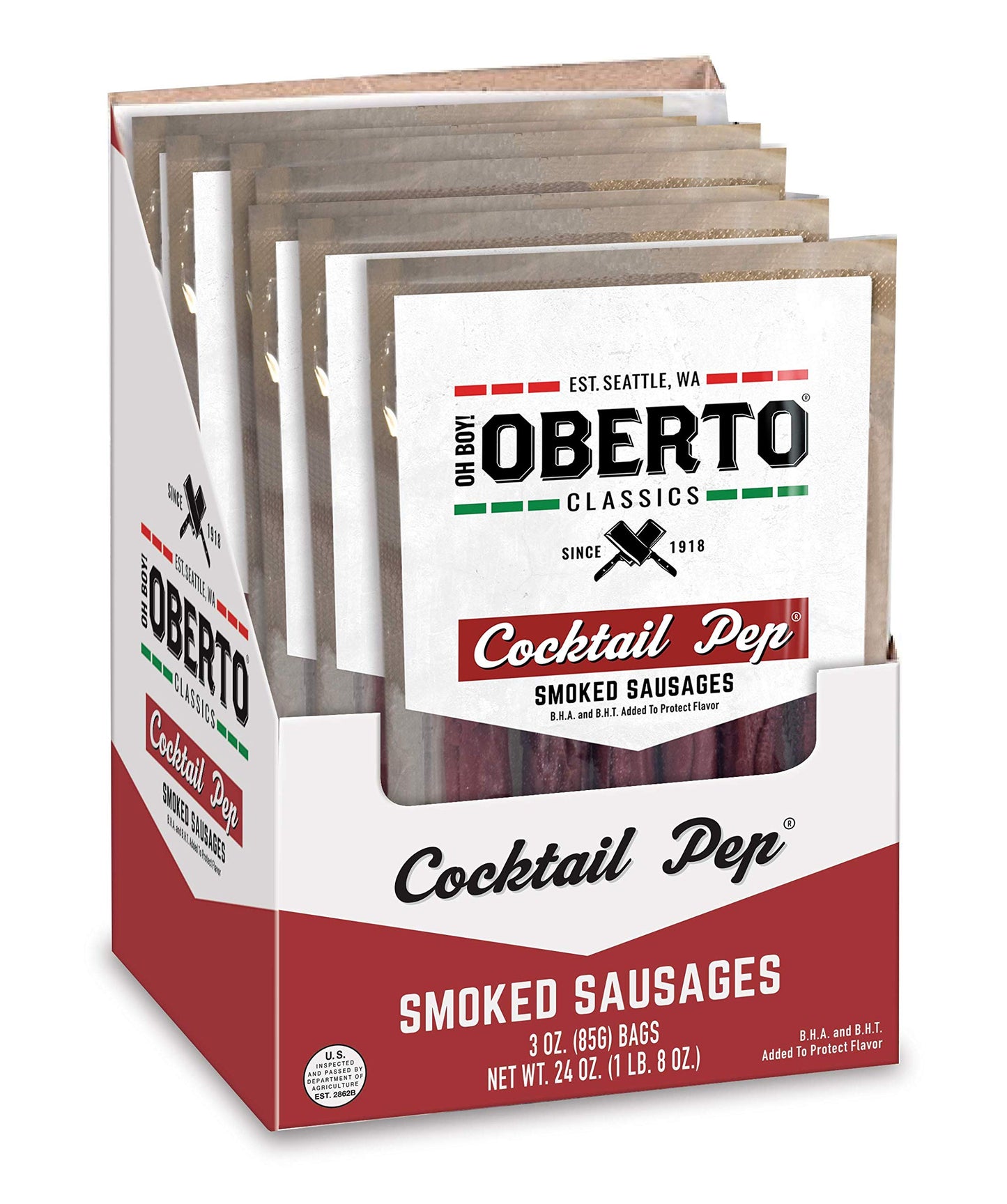 Oh Boy Oberto Classics Cocktail Pep Smoked Sausages 3 Ounce Pack of 8