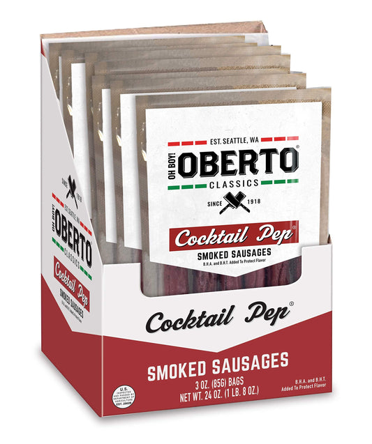 Oh Boy Oberto Classics Cocktail Pep Smoked Sausages 3 Ounce Pack of 8