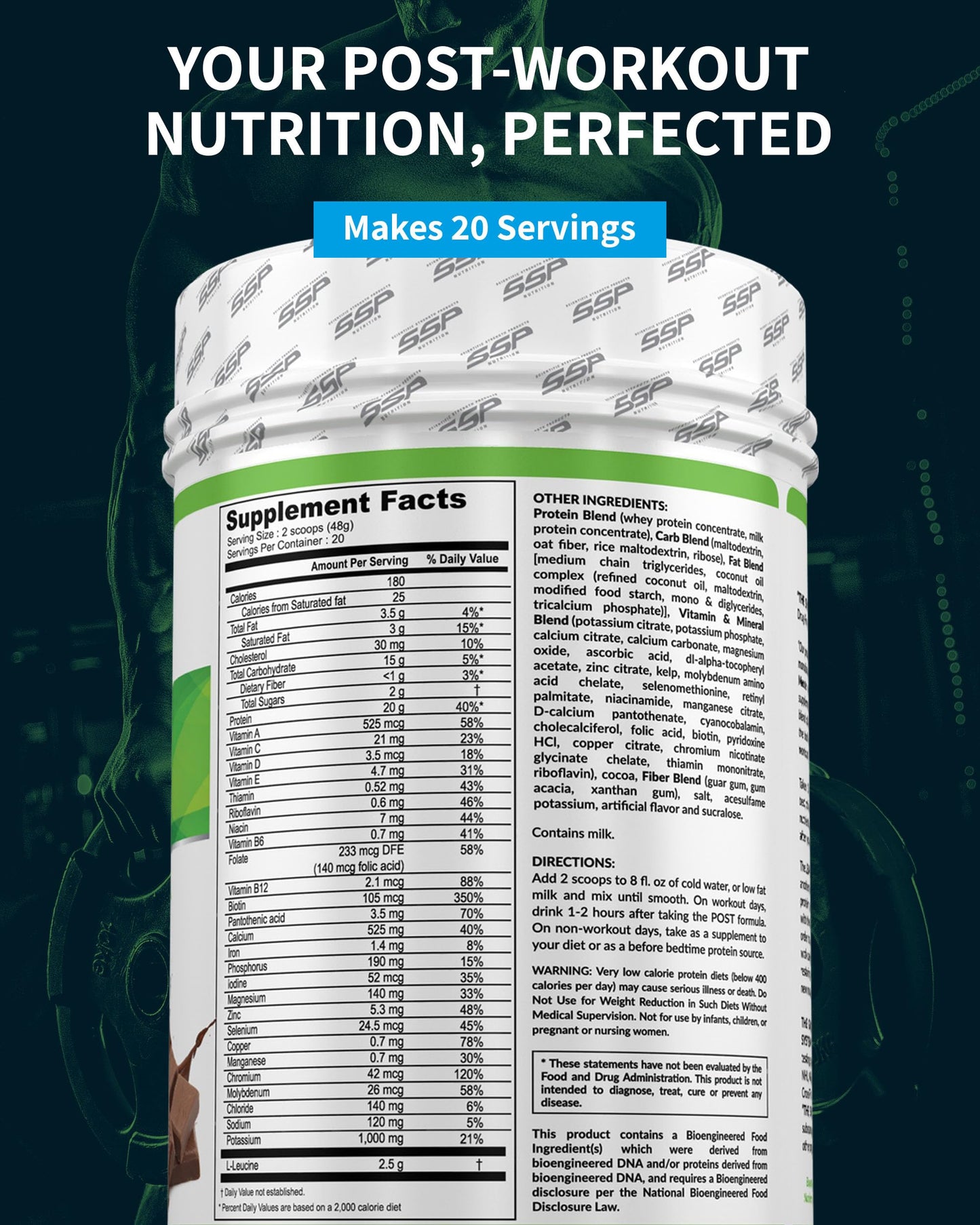 SSP Protein - Whey Isolate & Casein with Leucine & MCT - Low-Calorie Chocolate Meal Replacement for Lean Muscle Nutrition