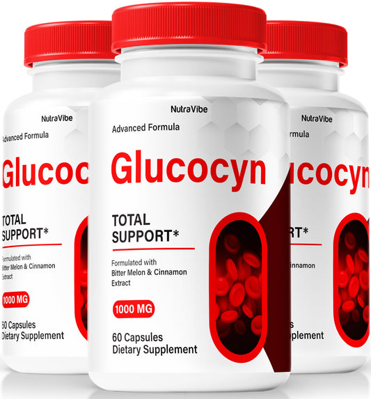 NutraVibe (3 Pack) Glucocyn - Official Glucocyn Pills, All-Natural Formula to Support Healthy Circulation and Overall Well-Being, Premium Glucocyn Pastillas, Review (180 Capsules)