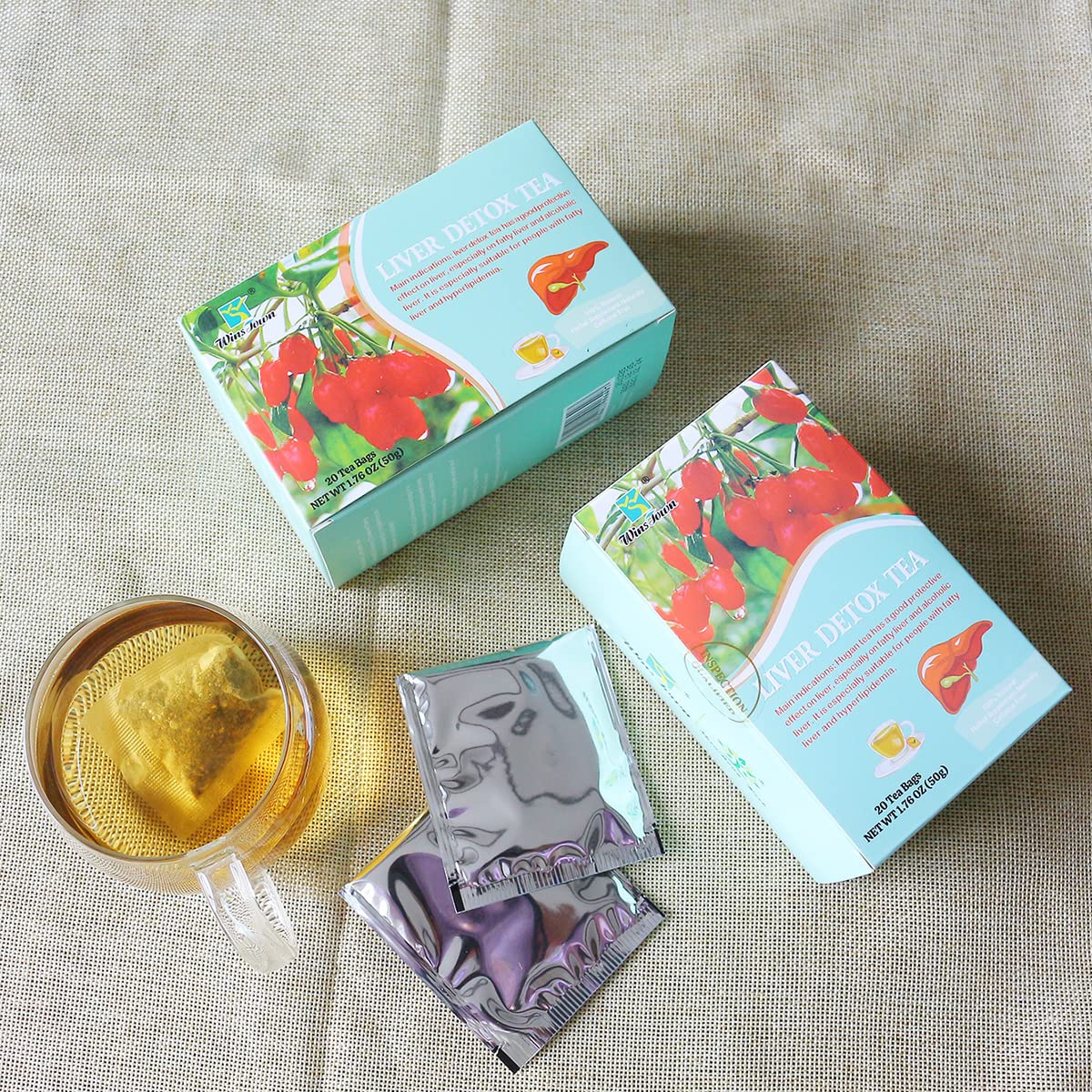 Wins Town Liver Detox Tea, Liver Cleanse Tea, for Fatty Liver and Alcoholic Liver, 20 Tea Bags