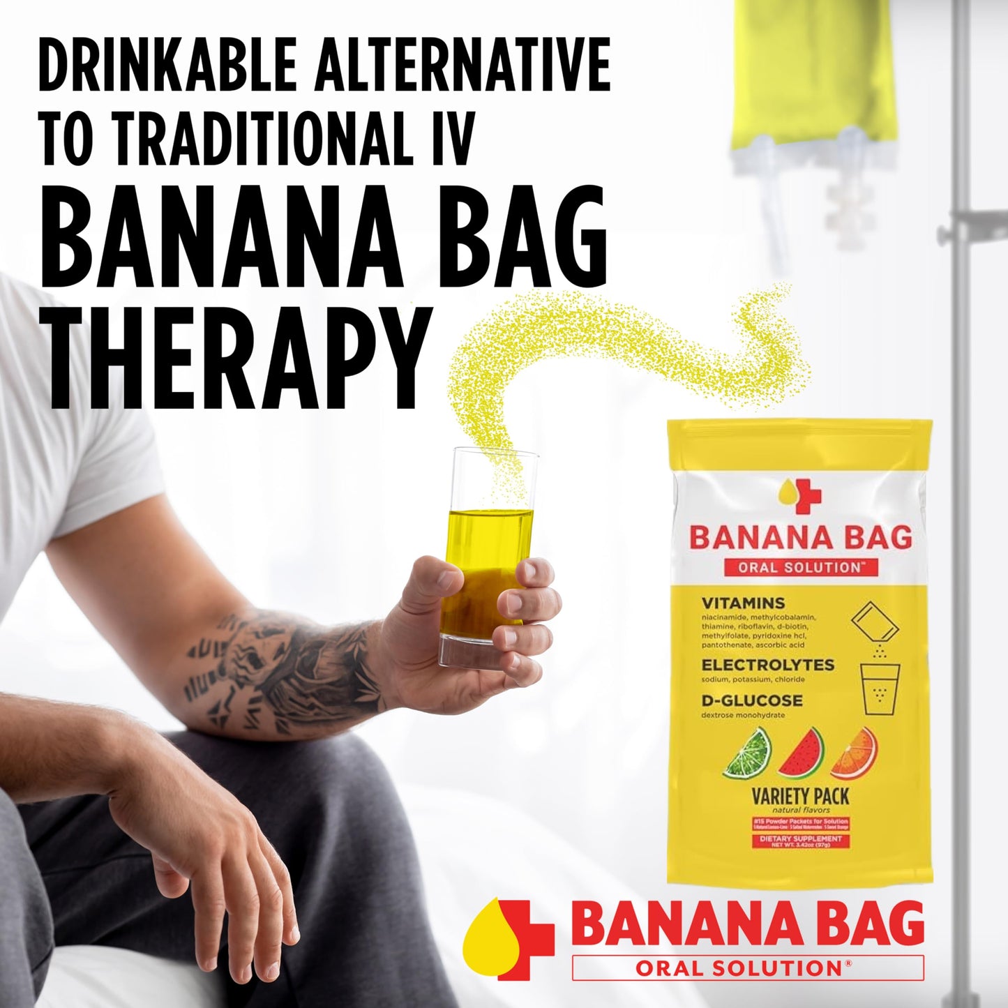 Banana Bag Oral Solution Packets - Variety Pack 6pk | A Refreshing Blend of Electrolytes, Vitamin C, and B-Complex | Crafted for Hydration and a Daily Boost Anytime-at Home, Work, or on The Go