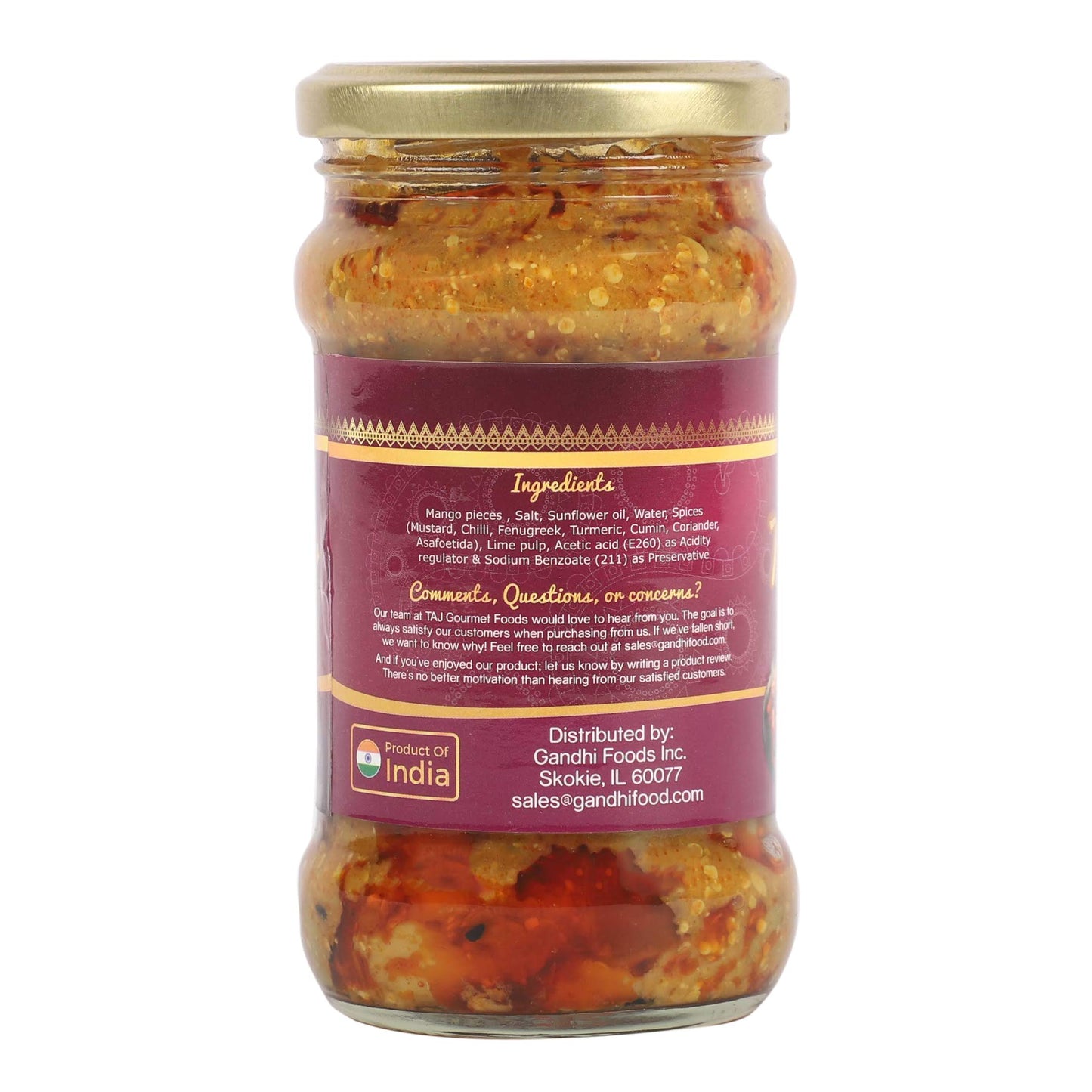 TAJ Gourmet Mild Mango Pickle Mild Mango Achar 300g 105oz
