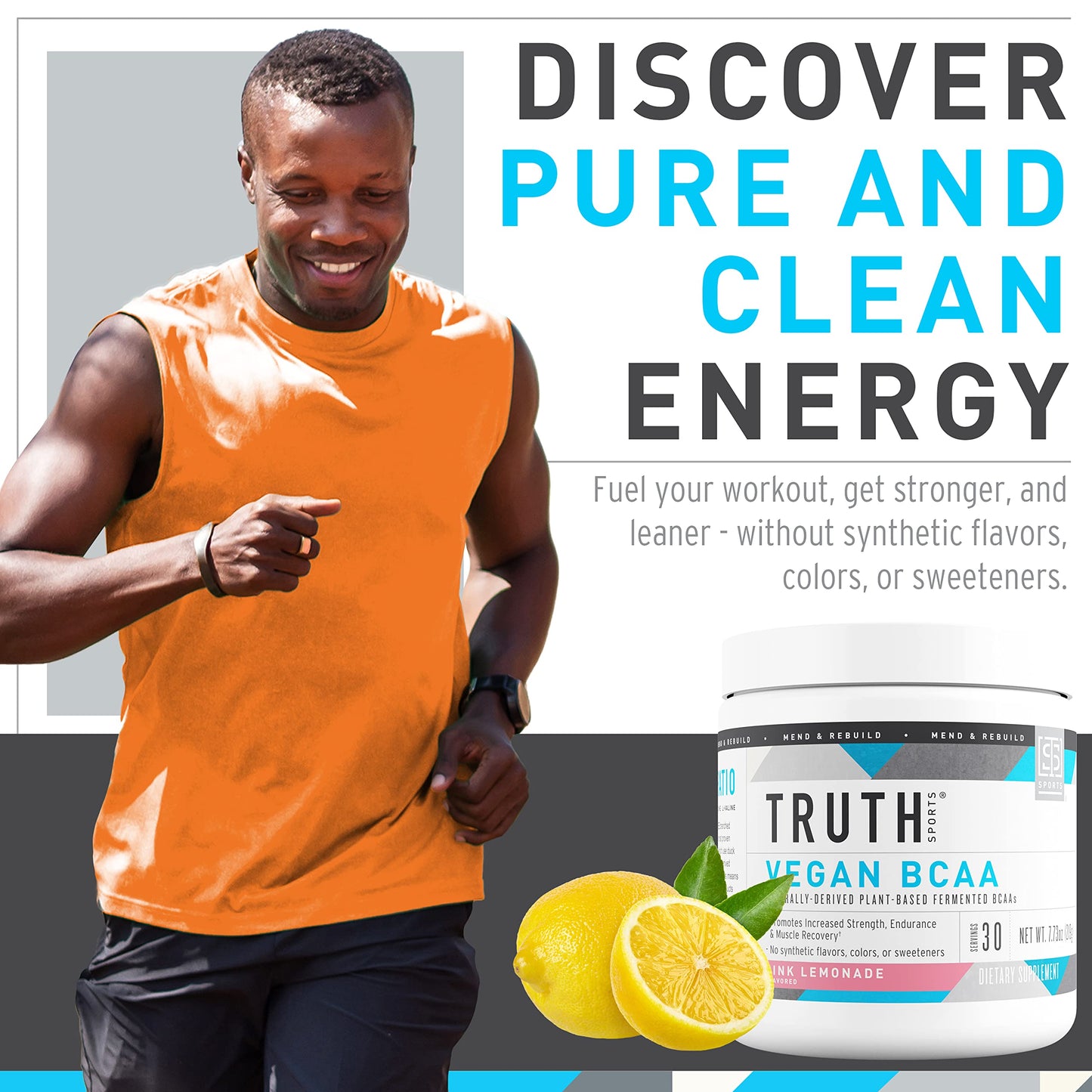 Truth Nutrition Vegan BCAA Powder- 2:1:1 Ratio Natural BCAAs Amino Acids Powder for Energy, Muscle Building, Post Workout Recovery Drink for Muscle Recovery (Pink Lemonade, 30 Servings)