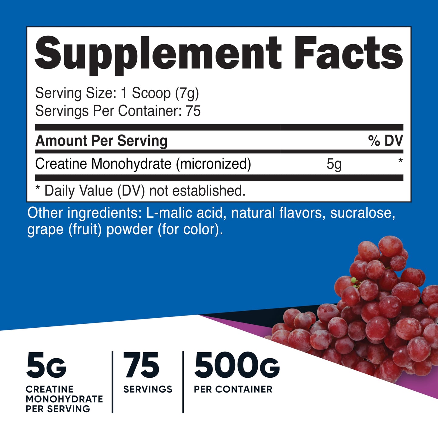 Nutricost Creatine Monohydrate Powder (Grape, 500 Gram) - Micronized Creatine Supplement - Vegan, Non-GMO, Gluten Free