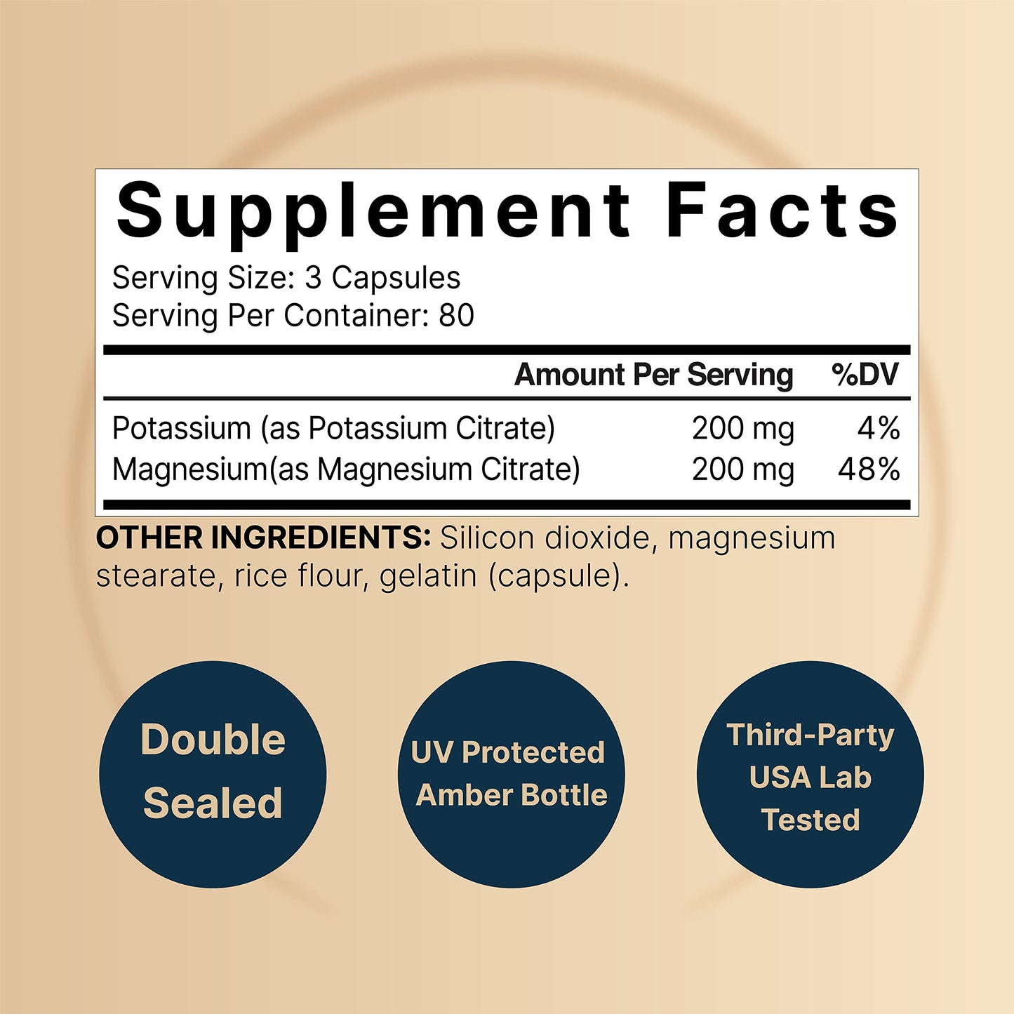 Potassium Magnesium Supplement - Potassium 200 mg + Magnesium 200 mg | 240 Capsules - Easily Absorbed Citrate Forms - Muscle, Bone, & Heart Health Support - Non-GMO