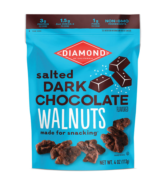 Diamond of California Salted Dark Chocolate Snack Walnuts 4 oz 4 Pack