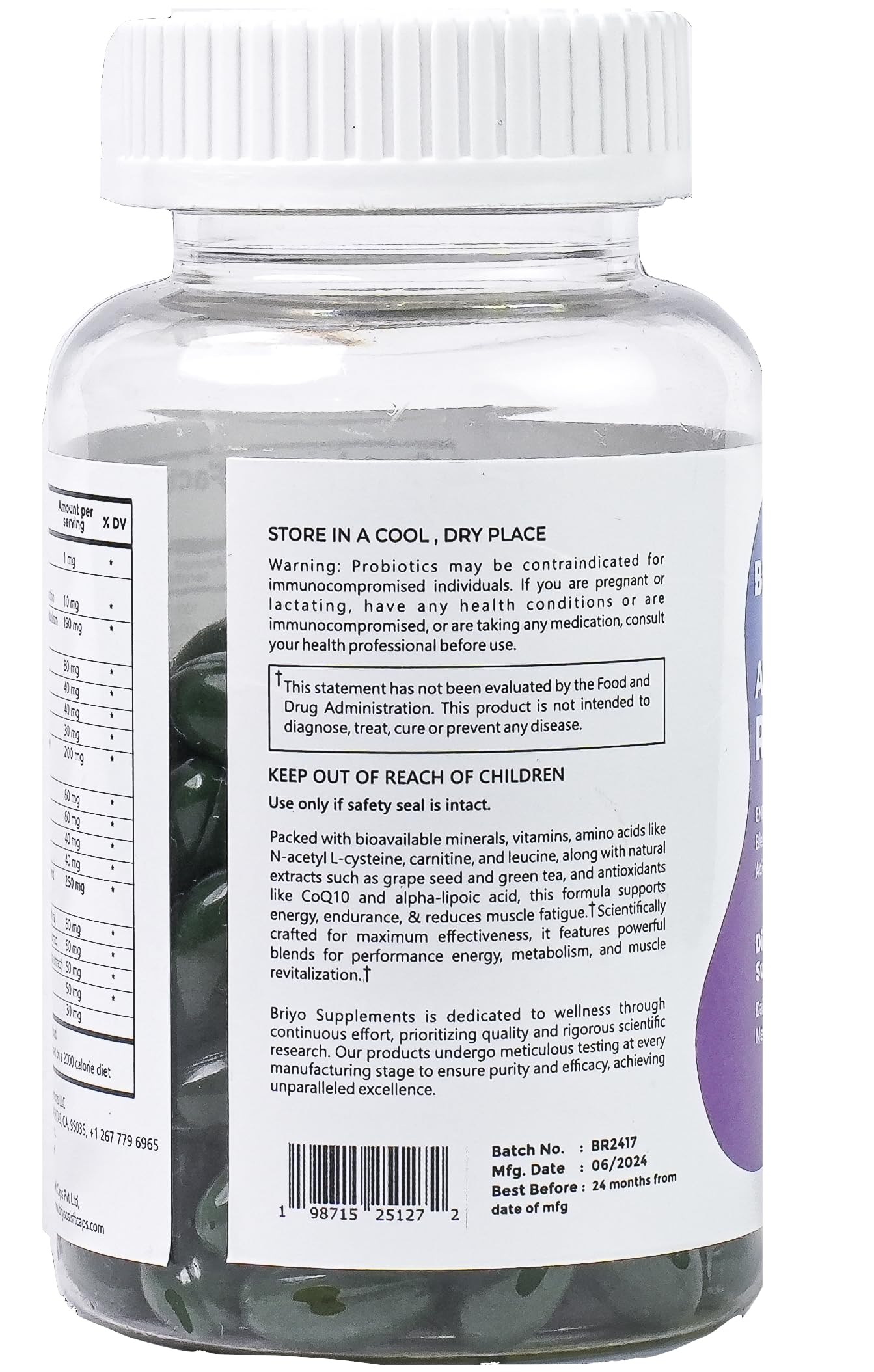 Briyo Revitalize - Energy Boost & Muscle Function Support: Enhances Energy Levels & Metabolism- Vitamins, Minerals, Green Tea, Turmeric Root, Amino Acids & More