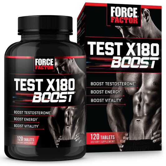 FORCE FACTOR Test X180 Boost 9-in-1 Testosterone Support for Men, 3,120mg D-Aspartic Acid, 200mg Boron, Fenugreek, Tribulus Terrestris & zumXR to Increase Performance, Vitality & Stamina, 120 Tablets