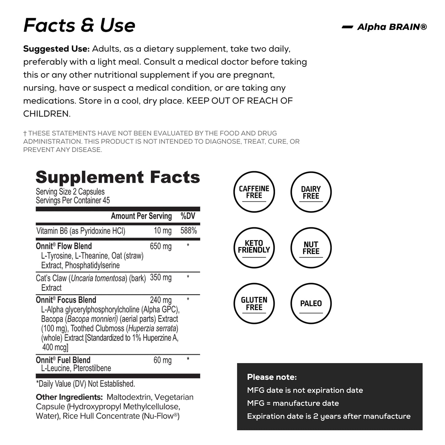 ONNIT Alpha Brain (270ct) - Premium Nootropic Brain Supplement - Focus, Concentration & Memory - Alpha GPC, L Theanine & Bacopa Monnieri