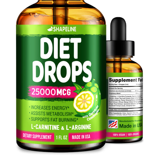 SHAPELINE Diet Drops - Appetite Suppressant for Women & Men - Made in The USA - Natural Metabolism Booster - Diet Drops with Garcinia Cambogia 1 Fl Oz