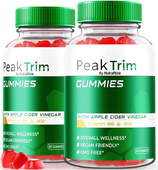 (2 Pack) PeakTrim Keto Gummies, Official PeakTrim Keto ACV Gummies, All Natural Keto Gummy, Apple Cider Vinegar 1000MG, Maximum Strength Weight Loss Supplement to Support Fitness, Review (120 Gummies)