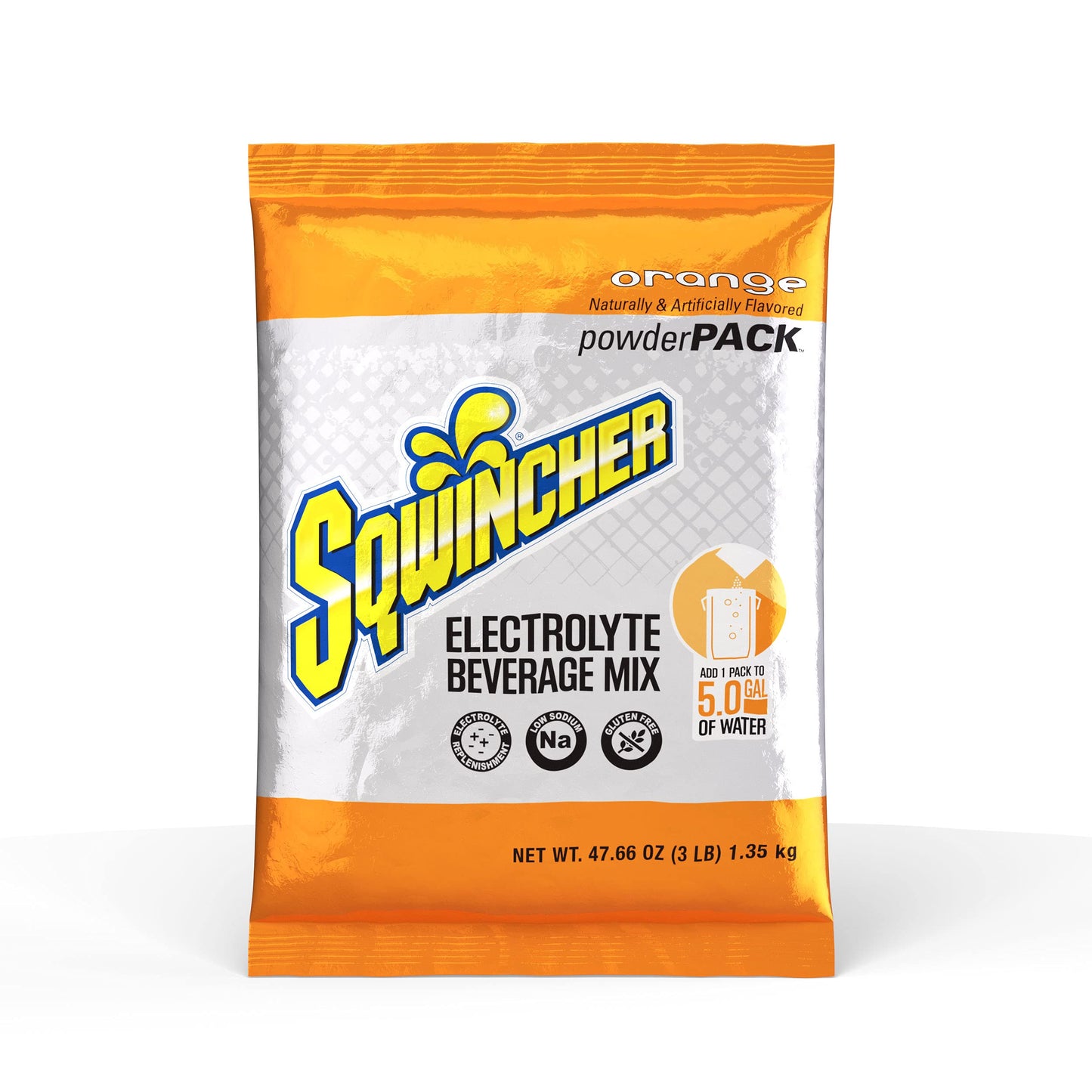 Sqwincher Powder Pack, Orange Flavor Electrolyte Drink Concentrate, 47.66 oz Packet (Pack of 16)
