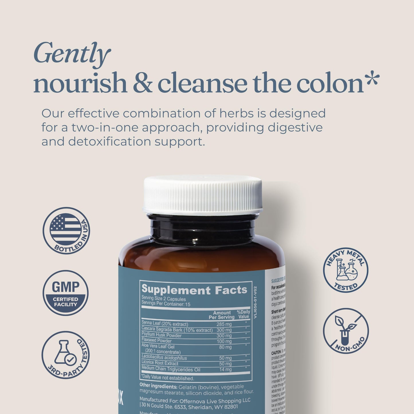 Offernova Complete Colon Detox 15 Days 30 Capsules, All Natural Colon Cleanser for Bloating and Constipation Relief for Women & Men, Advanced Gut Cleanse Detox