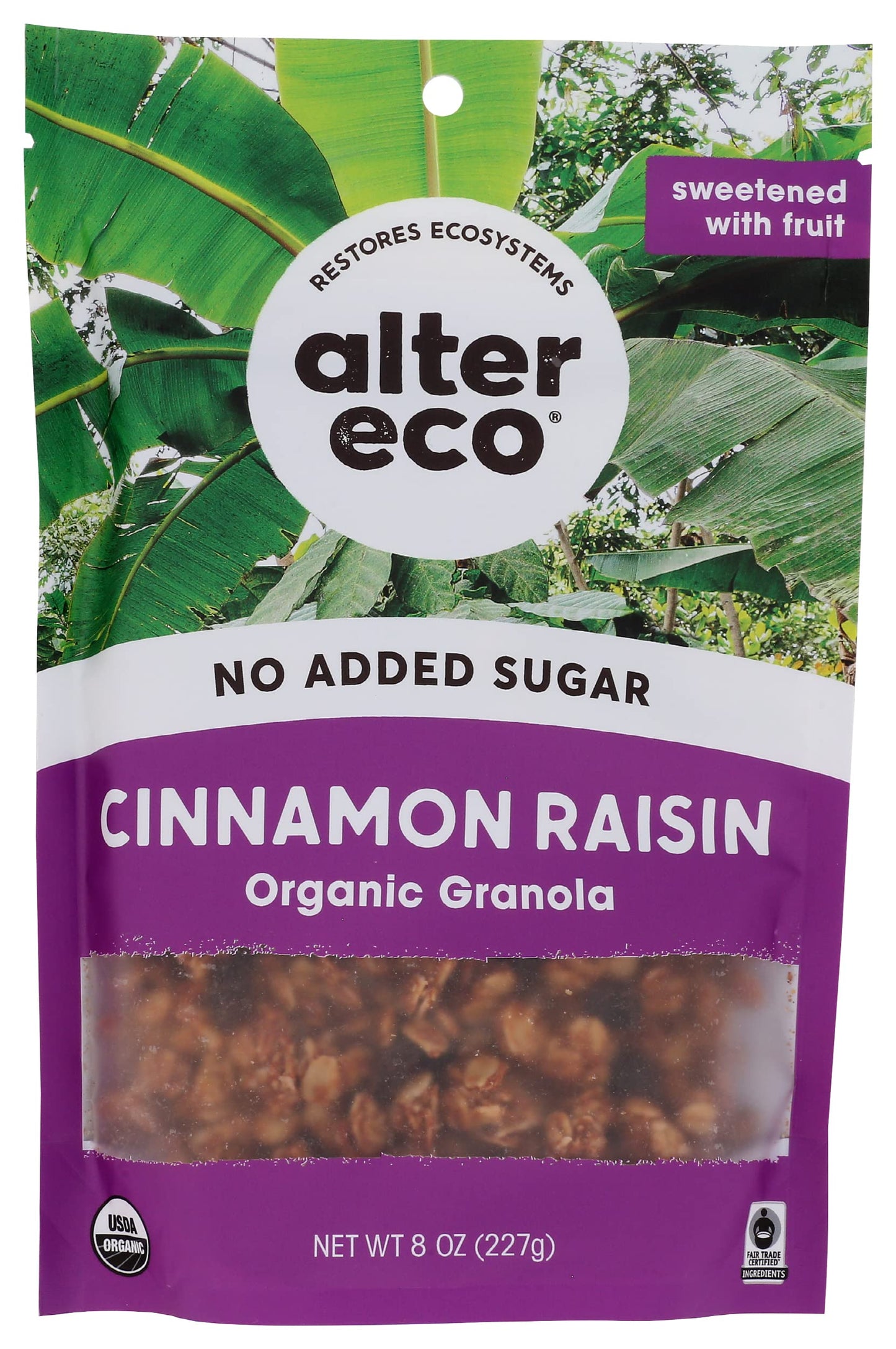 Alter Eco Organic Cinnamon Raisin Granola No Artificial Sweetener 8 Ounce Pack of 6