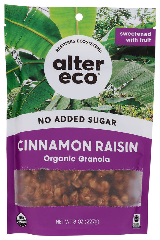 Alter Eco Organic Cinnamon Raisin Granola No Artificial Sweetener 8 Ounce Pack of 6