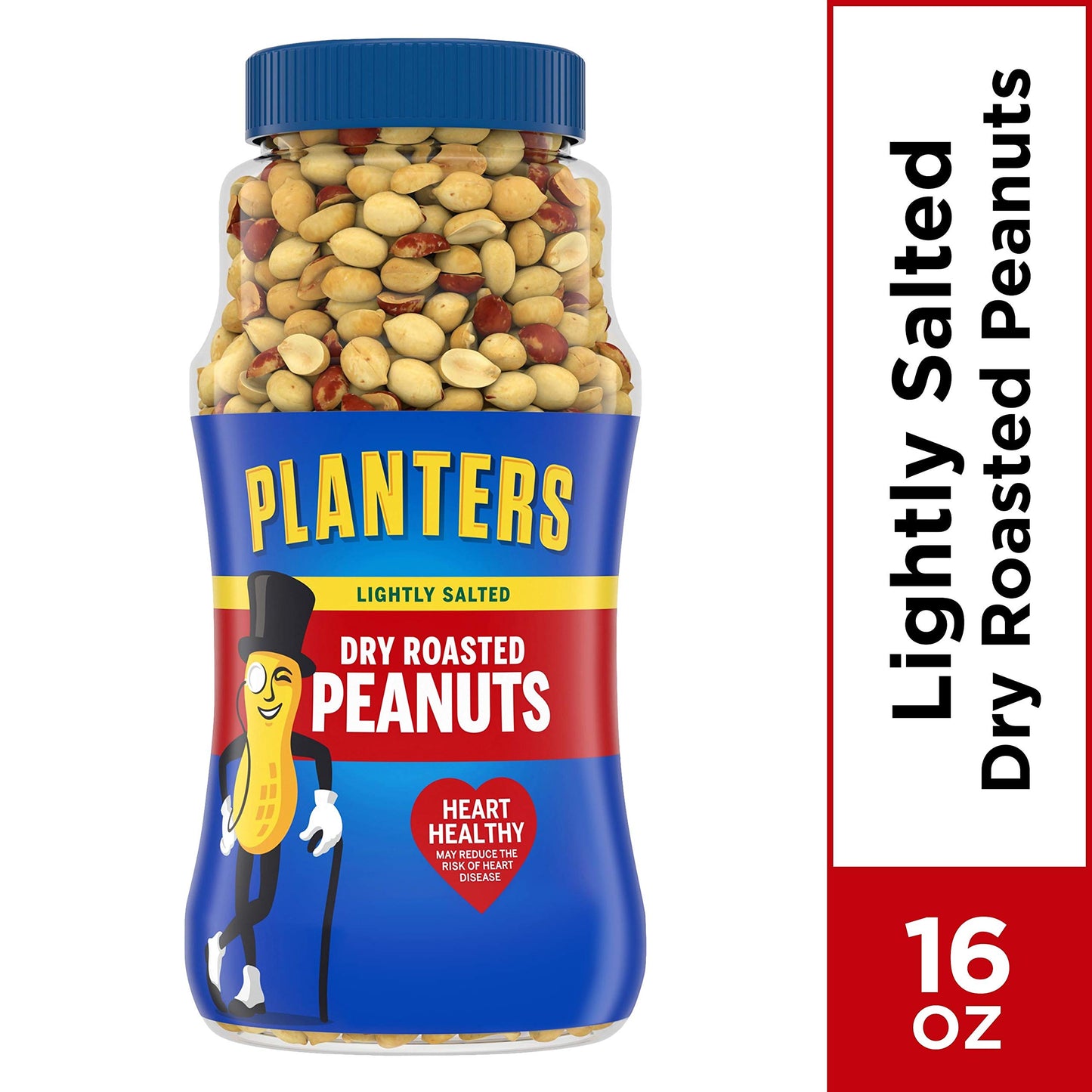PLANTERS Lightly Salted Dry Roasted Peanuts 16 oz Resealable Jar  Peanut Snack  Great Movie Snack Active Lifestyle Snack and Party Size Snack  Kosher Peanuts Pack of 12