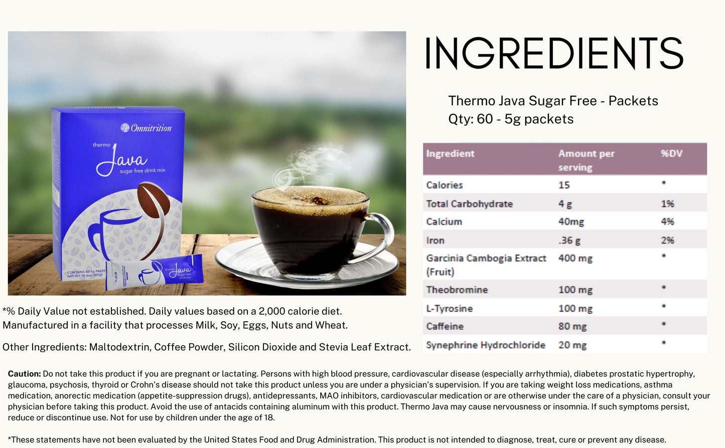 Thermo Java - Sugar Free w/Appetite Suppressant Packets Only