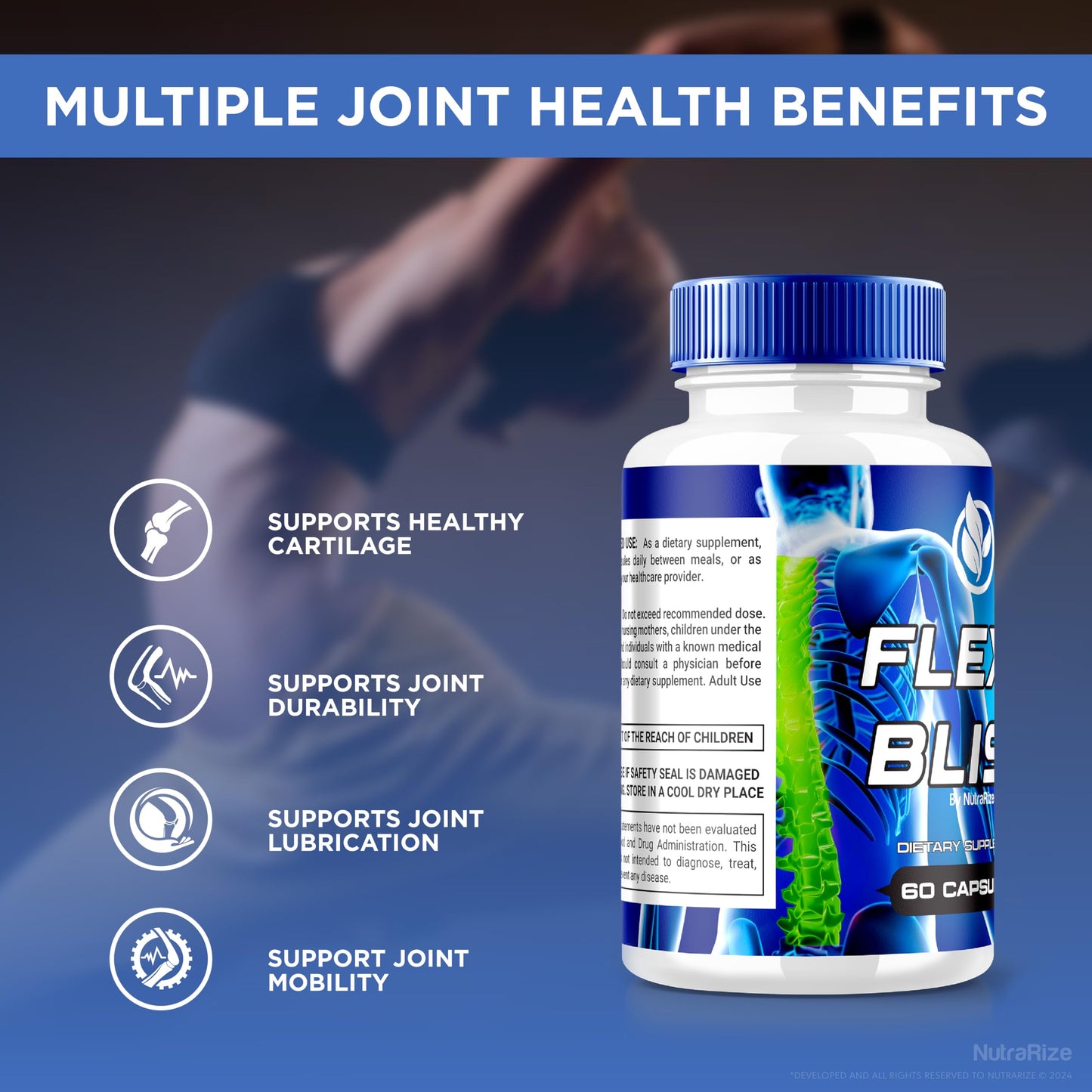 NutraRize (2 Pack) Flexo Bliss, FlexoBliss Joint Health Support, All-Natural Supplement to Support Flexibility and Full Range of Motion, Official Flexo Bliss Reviews (120 Capsules)