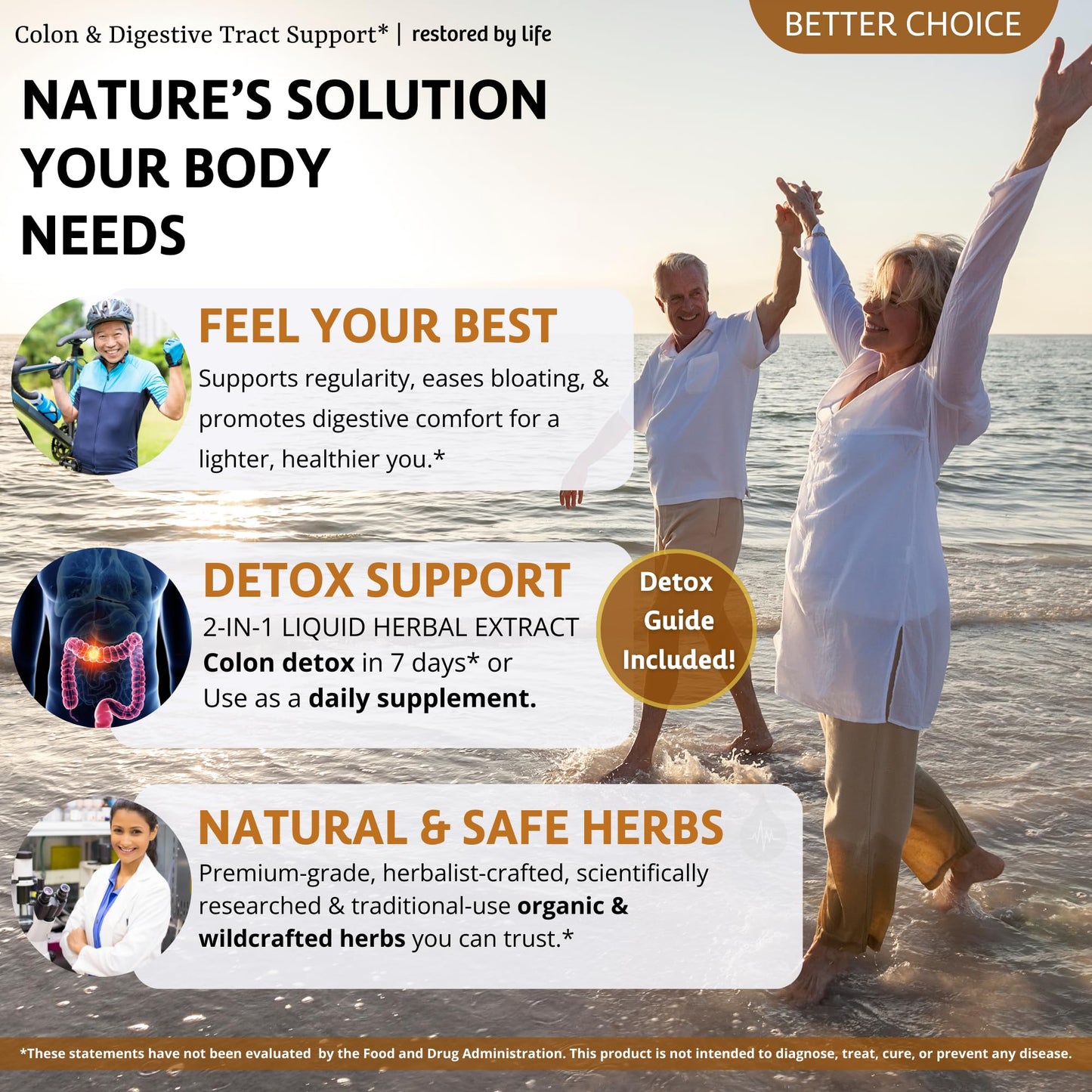 Restored By Life Colon Digestive Tract Support | 2 oz. Liquid Extract Tincture | Detox Cleanse Support Formula