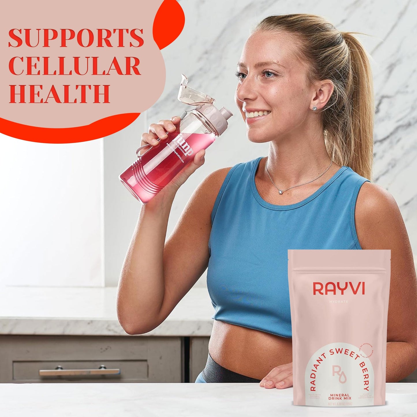 Rayvi Zero Sugar Electrolytes + Minerals Hydration Powder - Vegan, No Sugar and Artificial Additives - 1 Pack (30 Servings) - Electrolyte Powder Hydration Mix - (Radiant Sweet Berry Flavor)