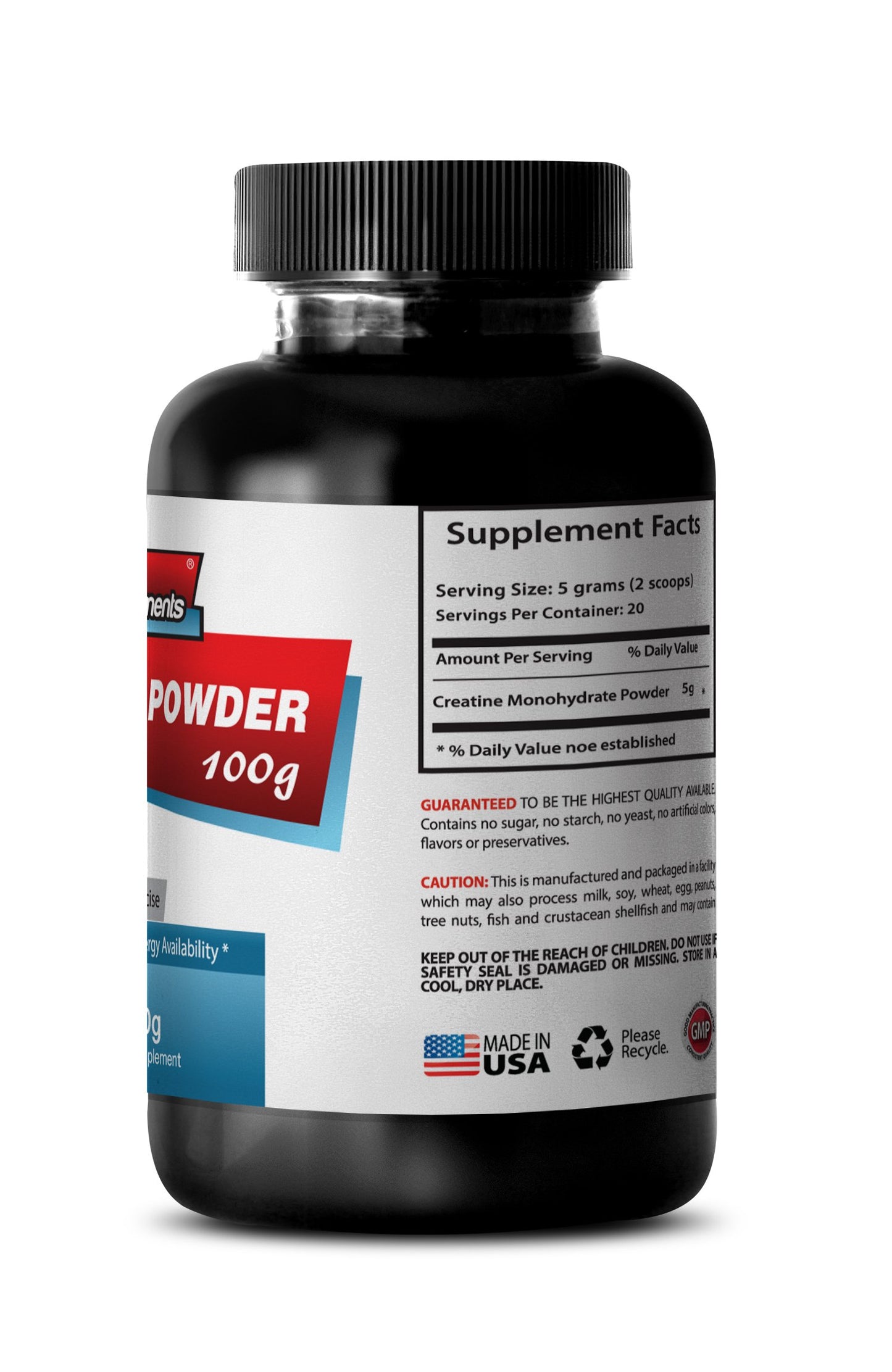 Sport Supplements Best Creatine Powder - Creatine Powder 100mg - Creatine Powder to Increase Energy and Stamina (1 Bottle)