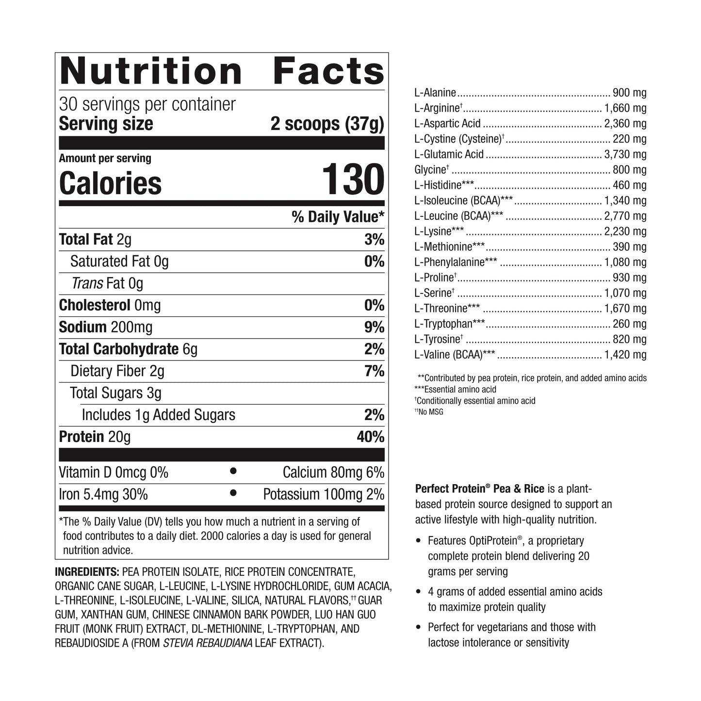 Metagenics Perfect Protein Pea & Rice - Featuring OptiProtein, a Balanced Combination of Proprietary Pea and Rice Protein with Added BCAAs - Vanilla Flavor - 30 Servings - 39.15 Oz