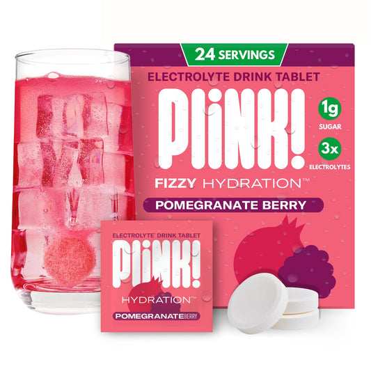 Plink! Fizzy Electrolyte Drink Tablets for Daily Hydration - 24ct Electrolyte Tablets + Sodium, Potassium, Magnesium, Low-Calorie, Low-Sugar Keto Electrolytes Powder Hydration Packets Water Flavoring