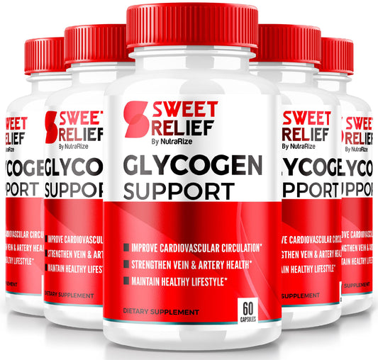 NutraRize (Pack of 5 Sweet Relief Glycogen Support - Glycogen Capsules, Blood Vessel Cleaner, Advanced Formula for Overall Wellness, Reviews (300 Capsules)