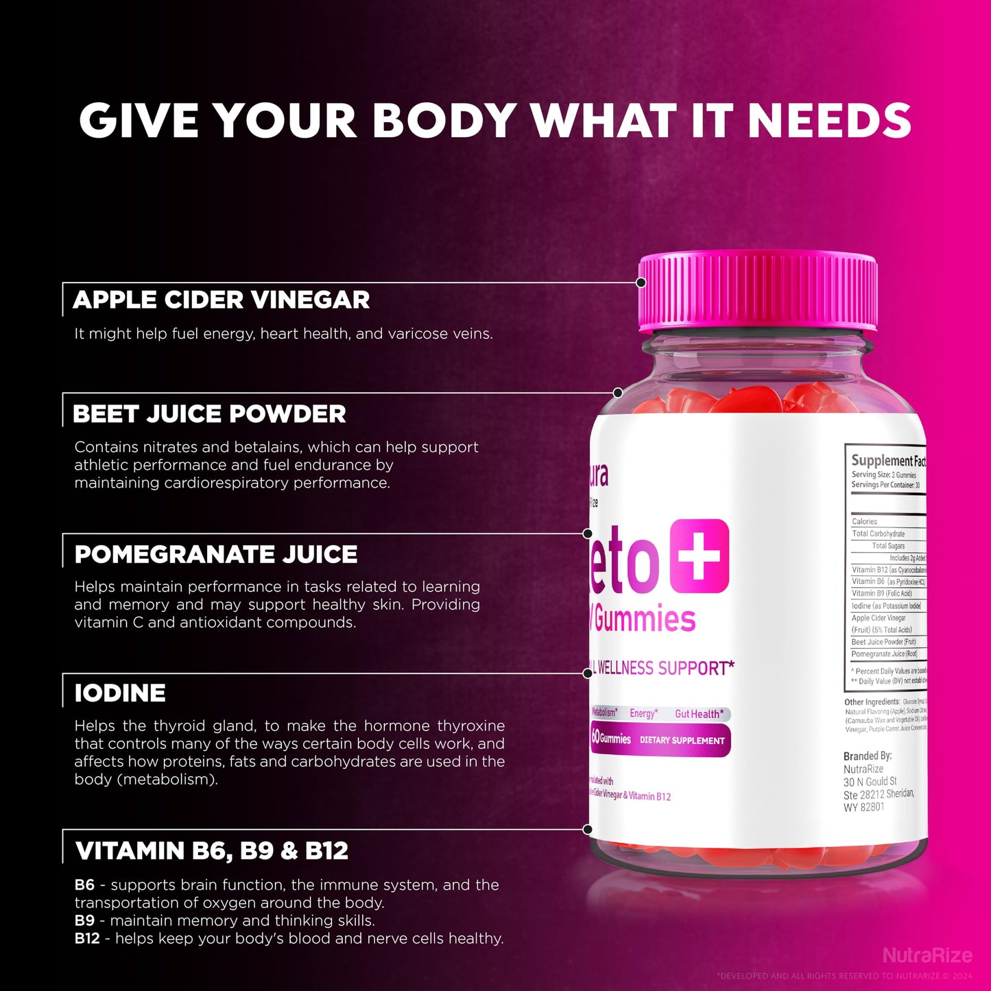 NutraRize (Pack of 2 Noura Keto + ACV Gummies, Official Keto Supplement, All Natural Keto Plus ACV, Apple Cider Vinegar Keto Reviews (120 Gummies)