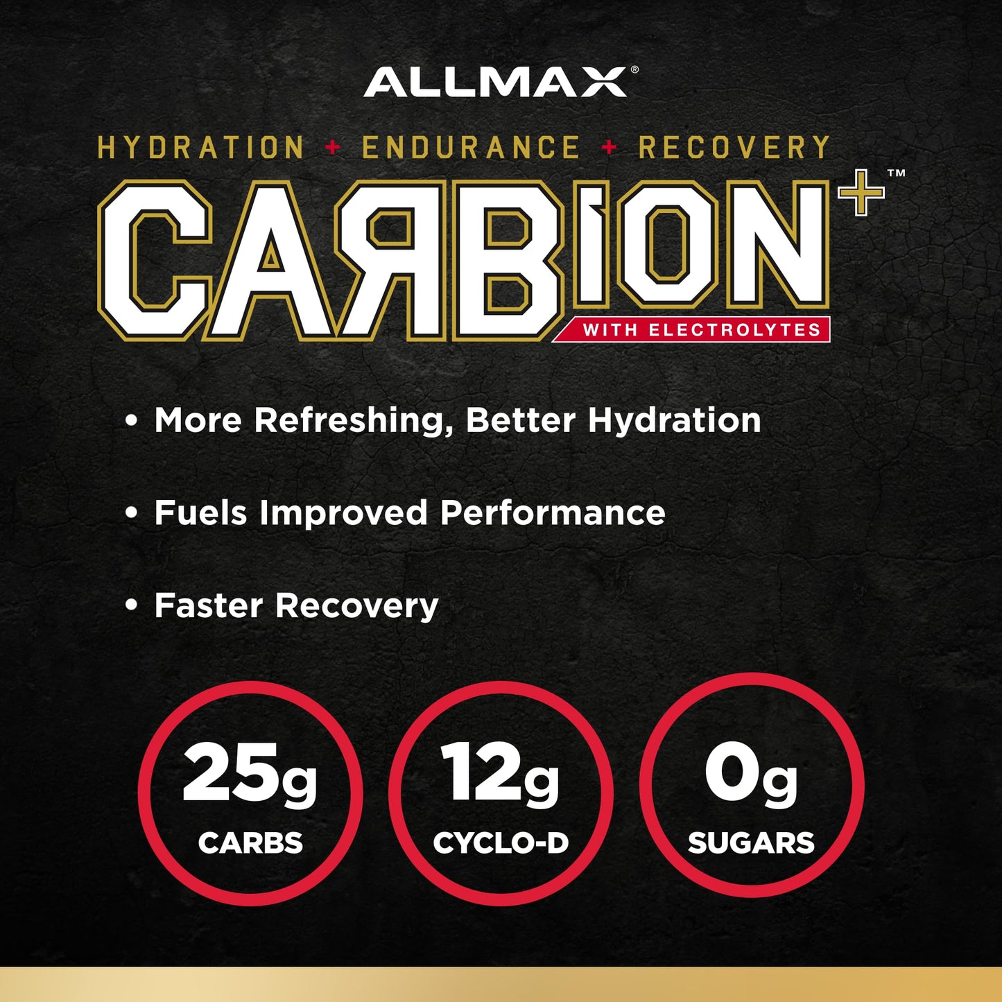 ALLMAX Nutrition - CARBION+ Workout Hydration Supplement Powder with Electrolytes, Supports Endurance, Recovery, and Exercise Performance, Gluten Free and Vegan, Unflavored, 25 Servings