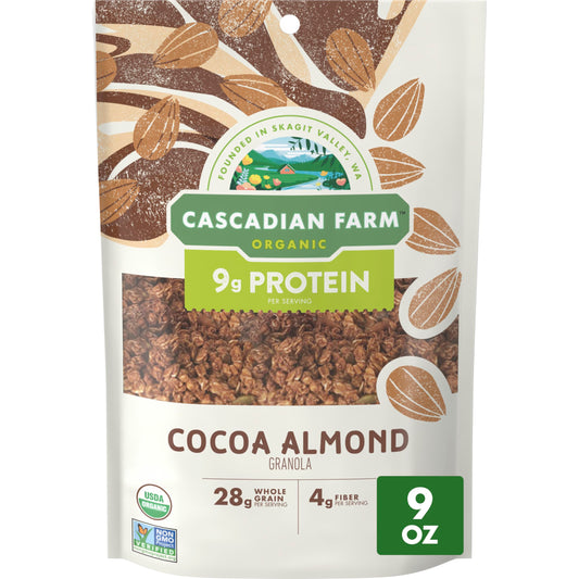 Cascadian Farm Organic Granola Cocoa Almond Protein Granola NonGMO 9 oz Resealable Pouch