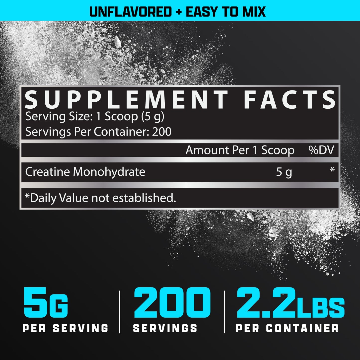Nutrex Research Micronized Creatine Monohydrate Powder - 200 Servings (1KG) Pure, Unflavored Creatine Monohydrate Supplement for Muscle Gain, Strength and Performance, 5G Per Serv (2.2lbs)