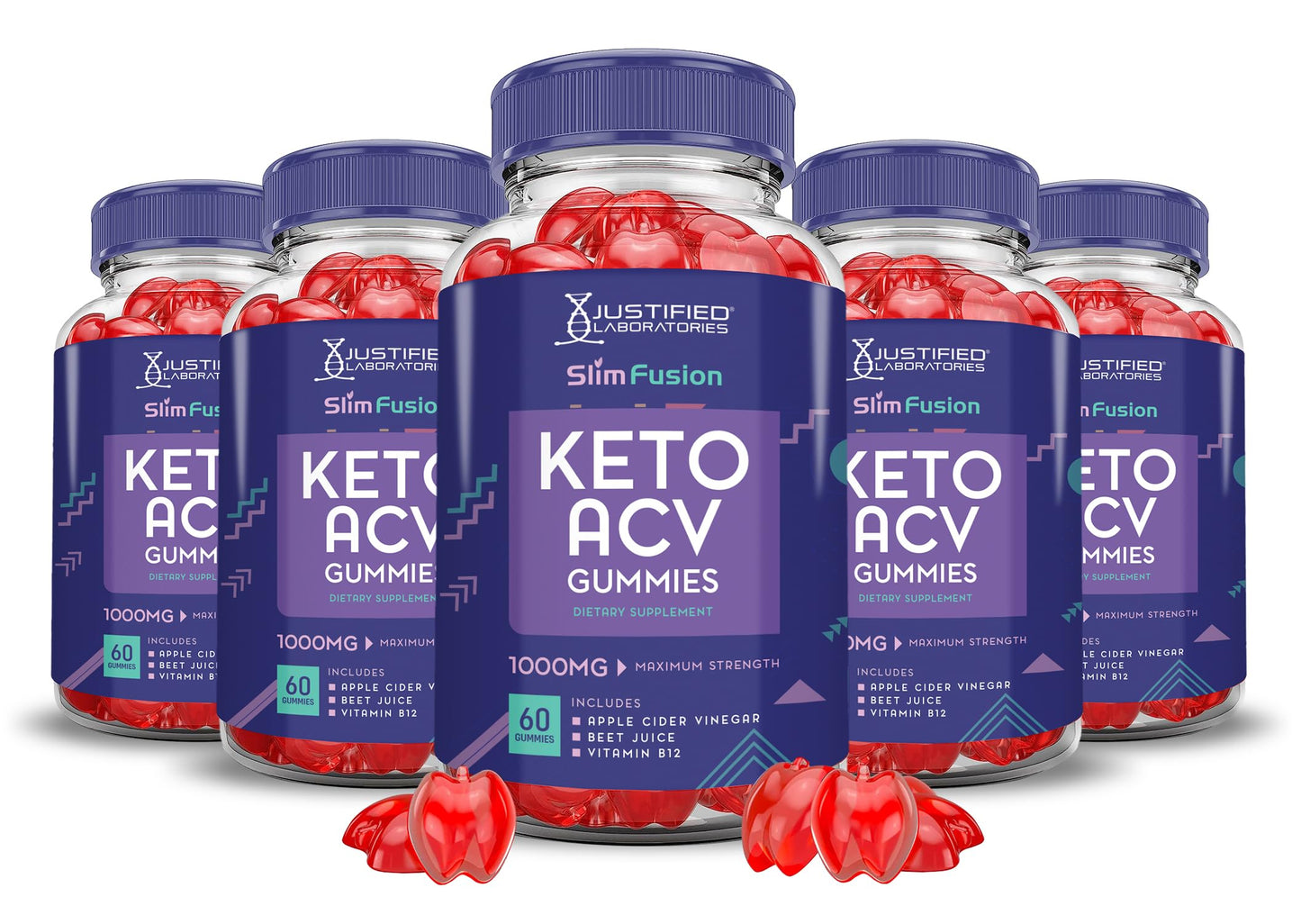 (5 Pack) Slim Fusion Keto ACV Gummies Advanced 1000MG Slimfusion Keto Gummies Formula Apple Cider Vinegar Formulated with Pomegranate Beet Juice Powder B12 Vegan Non GMO 300 Gummys