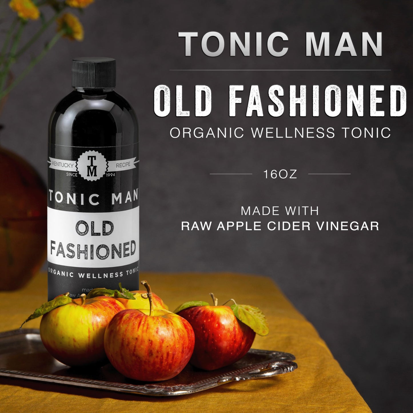 Tonic Man Old Fashioned Organic Wellness Herbal Tonic Made with Raw Apple Cider Vinegar Organic Herbs and Spices Energize Body  Immunity Booster NonGMO 16oz Bottle Pack of 2
