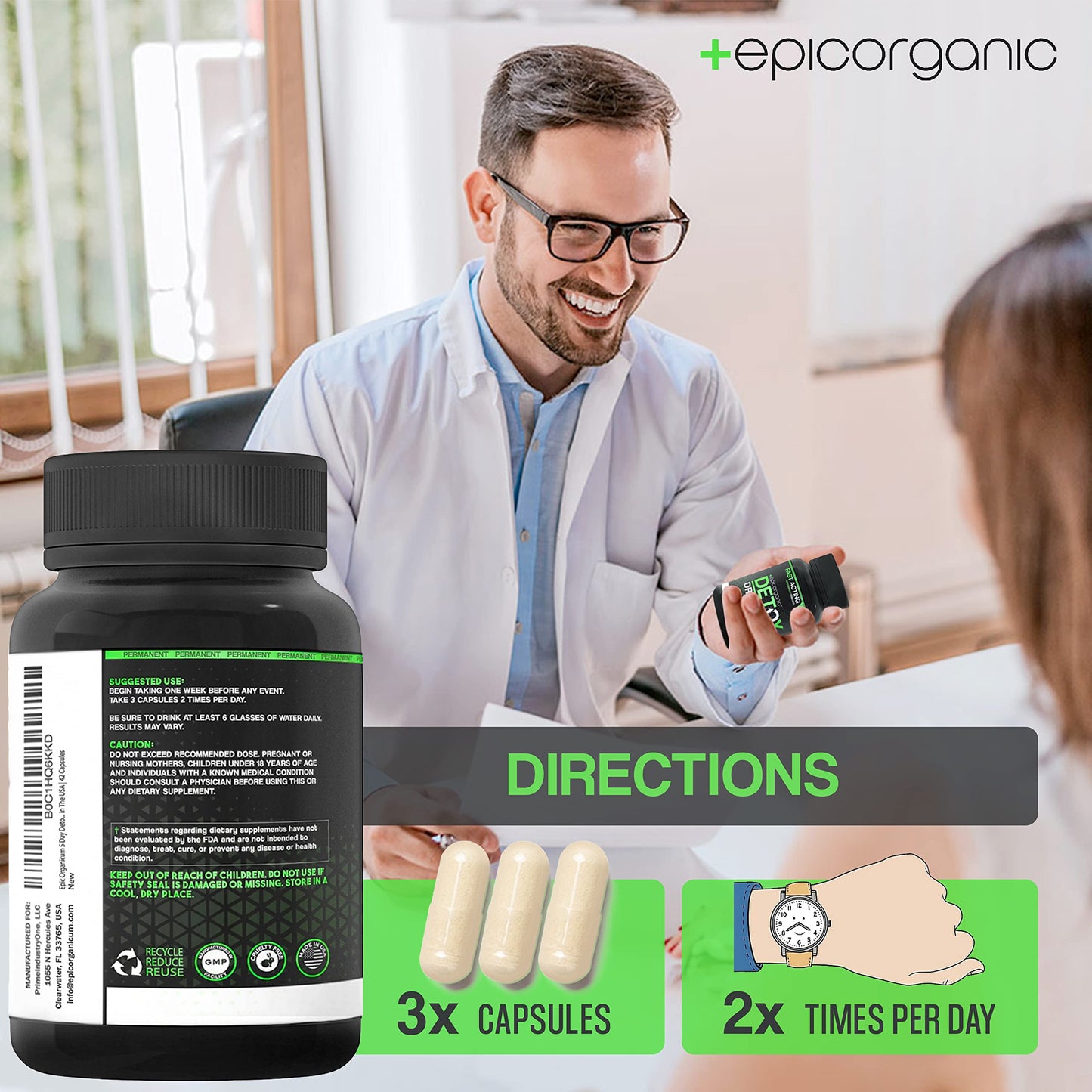 Epic Organicum 5 Day Detox Cleanse | Extra Strength Colon Cleanse & Liver Detox | Promotes Healthy Gut Support | Detox Cleanse for Men & Women | Made in The USA | 30 Capsules