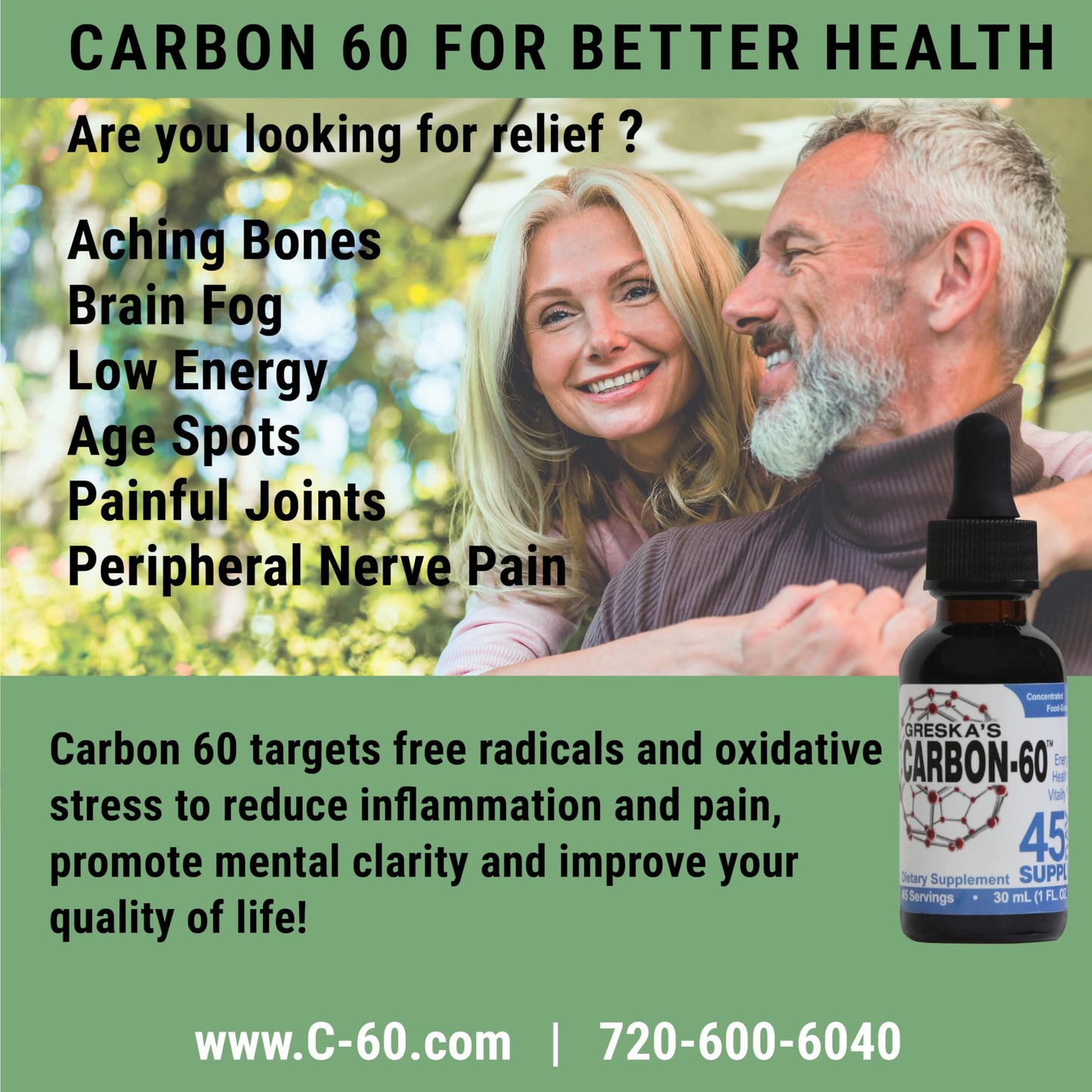 Greska's Carbon-60™ 45-Day Supply, Food-Grade, All-Natural, Organic Ingredients
