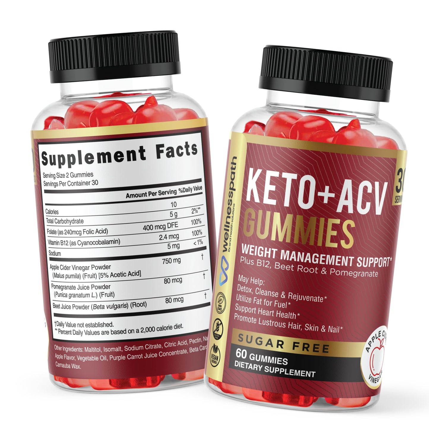 ACV Keto Gummies for Weight Loss, Sugar Free Fat Burning Gummies for Adult Women Men, Vegan Friendly, Appetite Supressant ACV Gummies Advanced Weight Loss for Detox, Cleanse and Digestion, 60 Counts