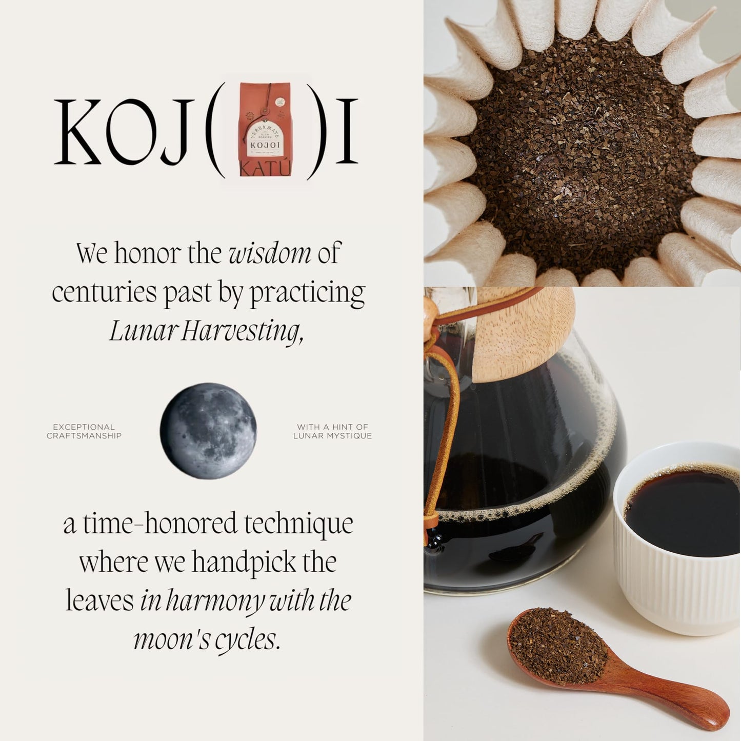 Katú Kojoi Yerba Mate Tea 16oz Loose Leaf Slow Roasted Unsmoked Air Dried Organic Premium Aged Sweet Rich Tea Leaves Brews Like Coffee for Energy Boost