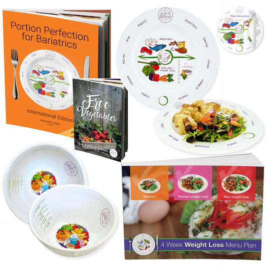 Portion Perfection Bariatric Surgery Must Haves: Melamine Post-Op Weight Control Kit With Measuring Bowls and Plates for Portion Control, Eating Plan | Cookbook