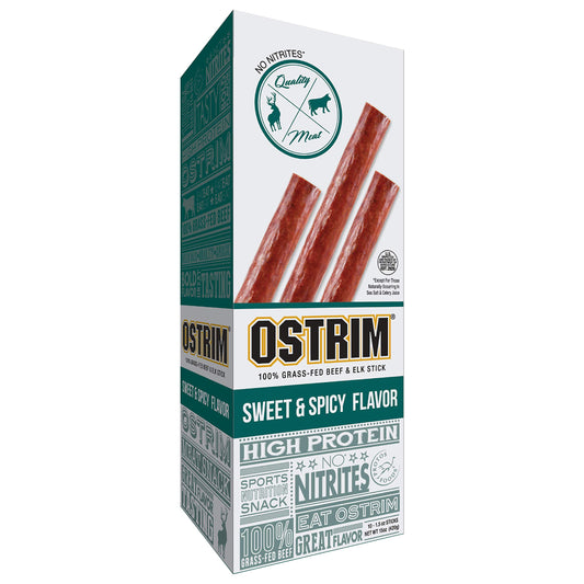 Ostrim GrassFed Beef  Elk Jerky Snack SticksSweet  Spicy Flavor 15 oz Pack of 10