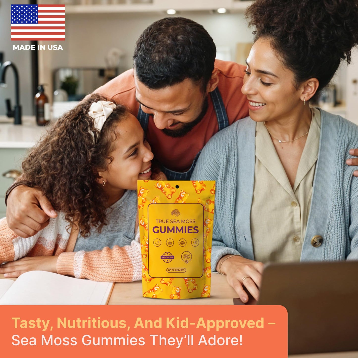 TrueSeaMoss Sea Moss Gummies for Women, Kids & Men with Bladderwrack, Burdock Root & Magnesium - 60 Vegan Gummies