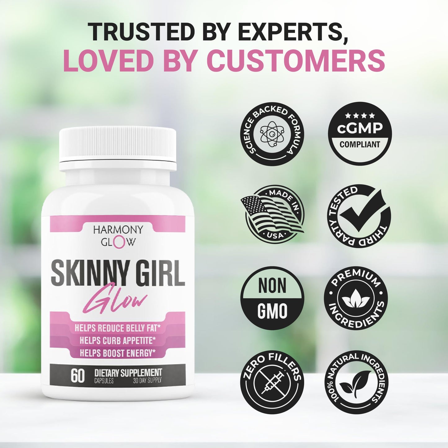 Skinny Girl Glow | Max Strength Weight Loss Pills for Women that Work Fast | Appetite Suppressant, Belly Fat Burner, Carb Blocker, Energy Booster | 7 Ultra Ingredients for Fast Results - 60 Capsules